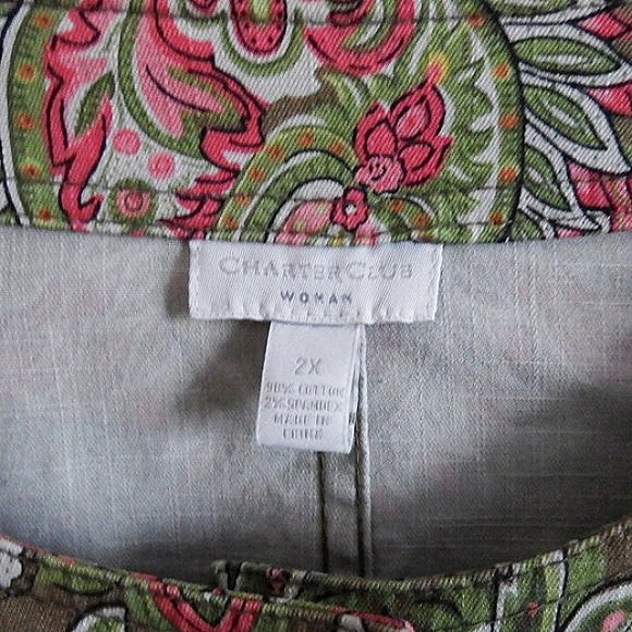 Denim Paisley Print Charter Club Woman Jacket 2X - Picture 6 of 6